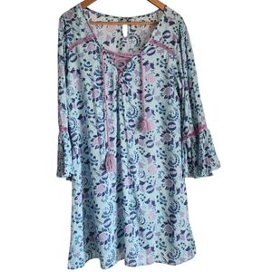 Nanette Lepore Blue And Lilac Floral Dress Coverup Sz L